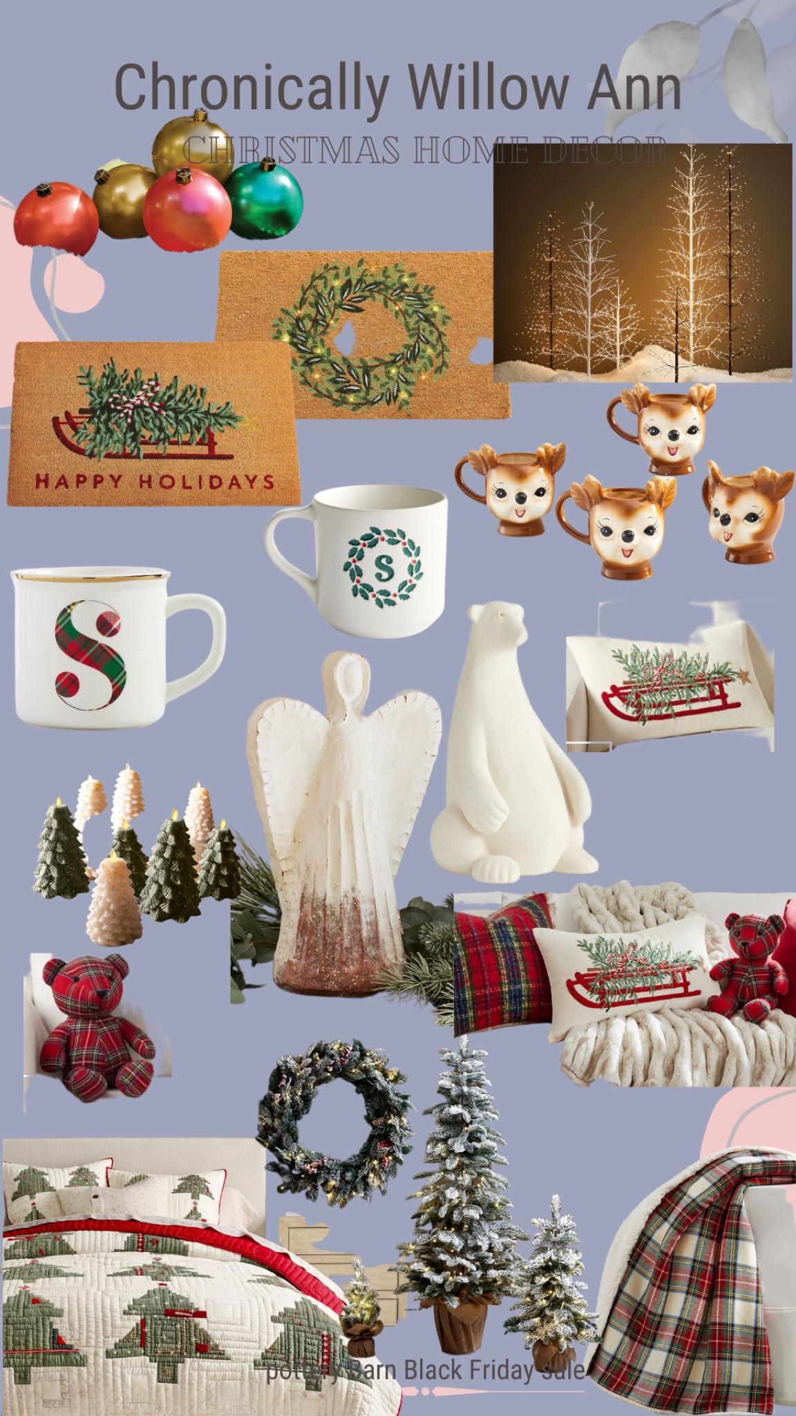 Elegant and fun Christmas decor in major sale for Black Friday at pottery barn. Cute mugs to make Christmas brunch so cozy! Welcome mats filled with Christmas
Joy & awesome throw pillows! 

#LTKhome #LTKCyberWeek #LTKSeasonal