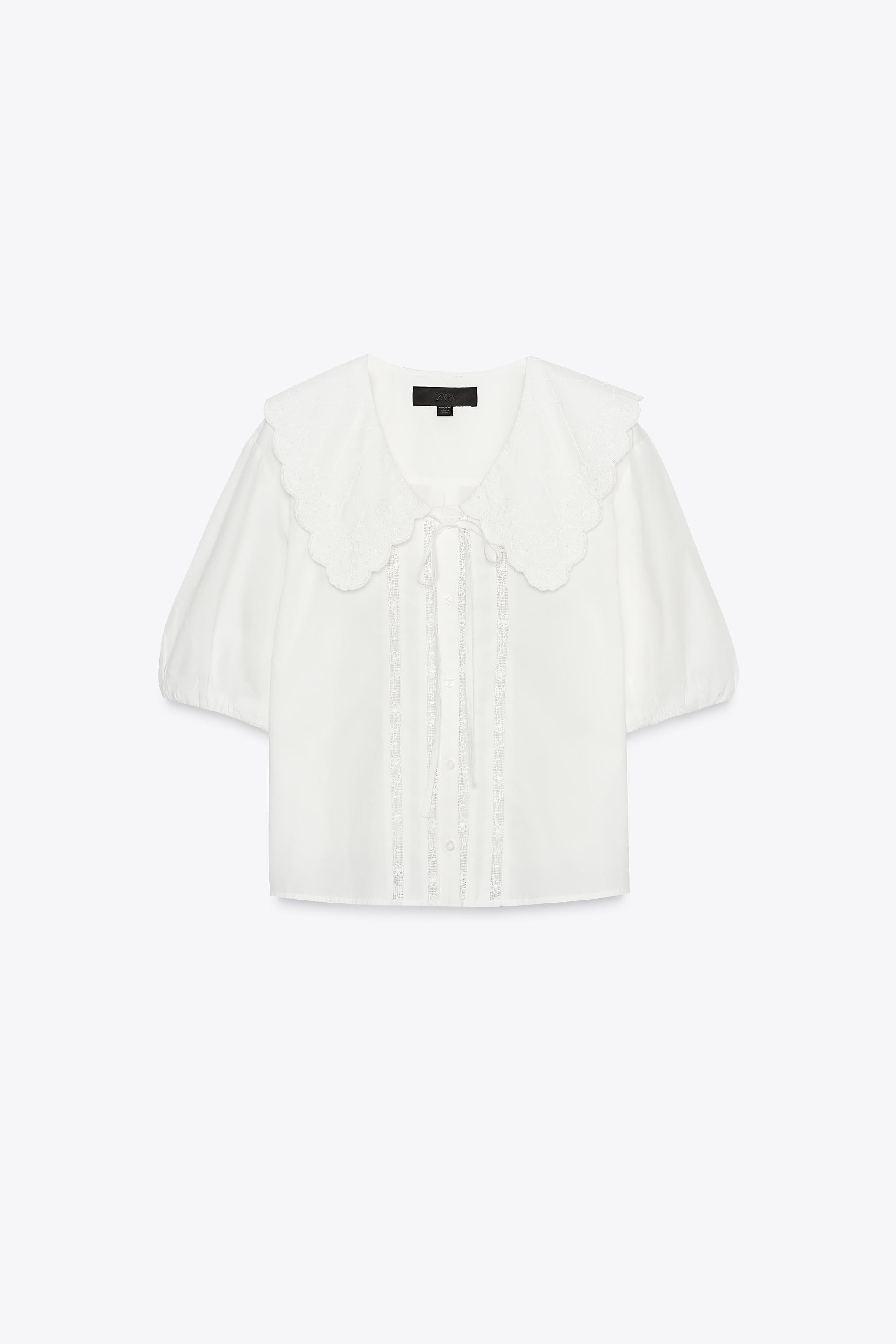 EMBROIDERED PETER PAN COLLAR SHIRT | Zara US