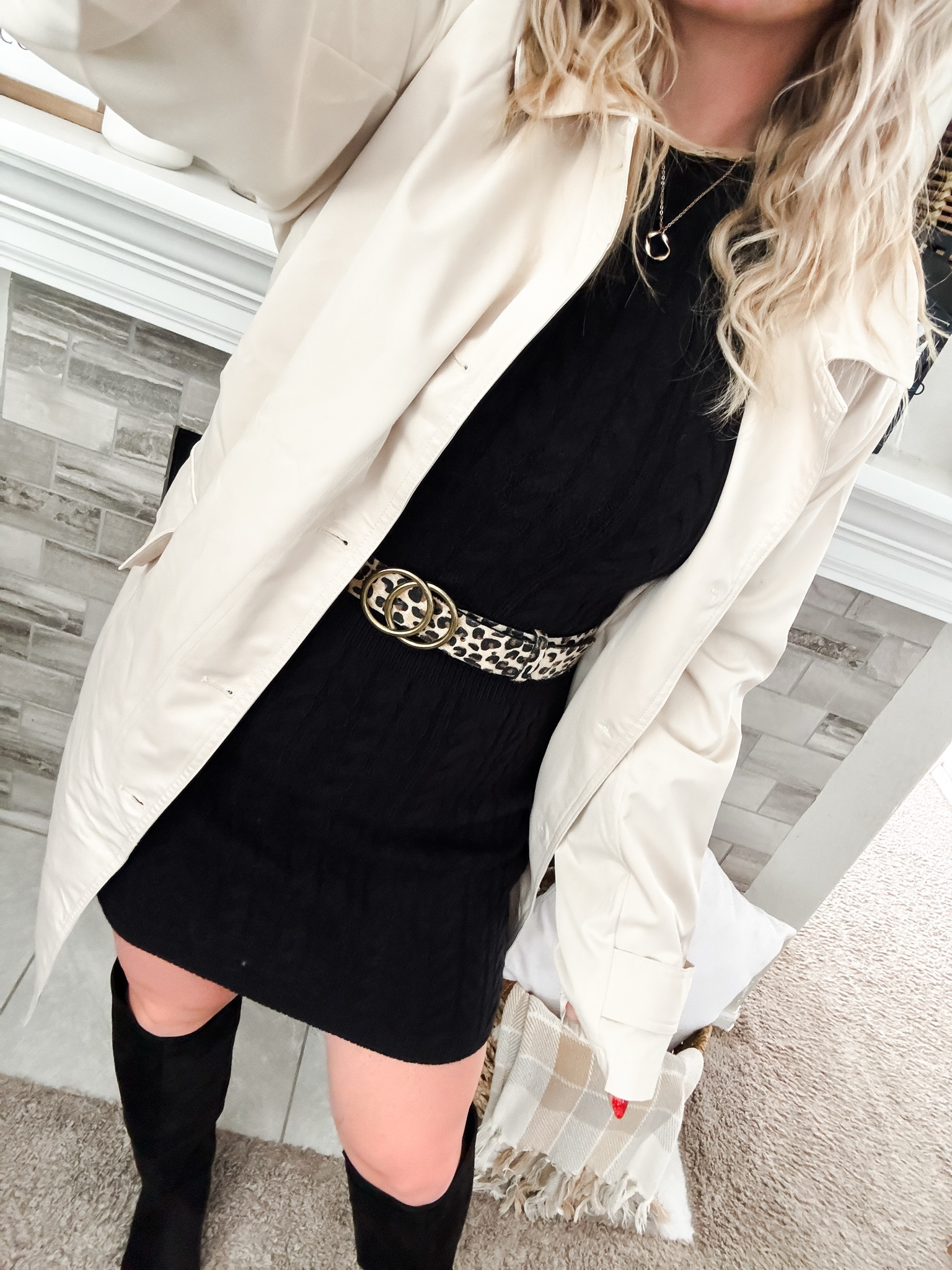 Fall outfit idea — black sweater dress, leopard print belt, trench coat, and black knee high boots




Fall date night outfit, sweater dress, winter outfit, date night outfits, early prime deal days, sweater dresses, winter dresses, holiday party outfits

#LTKootd #LTKSaleAlert #LTKPetite