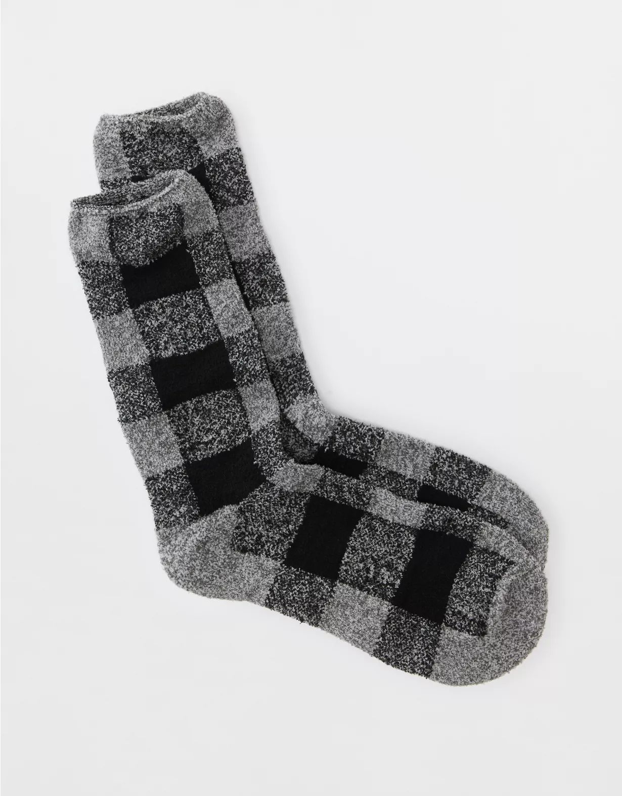 AE Fuzzy Buffalo Plaid Sock | American Eagle Outfitters (US & CA)