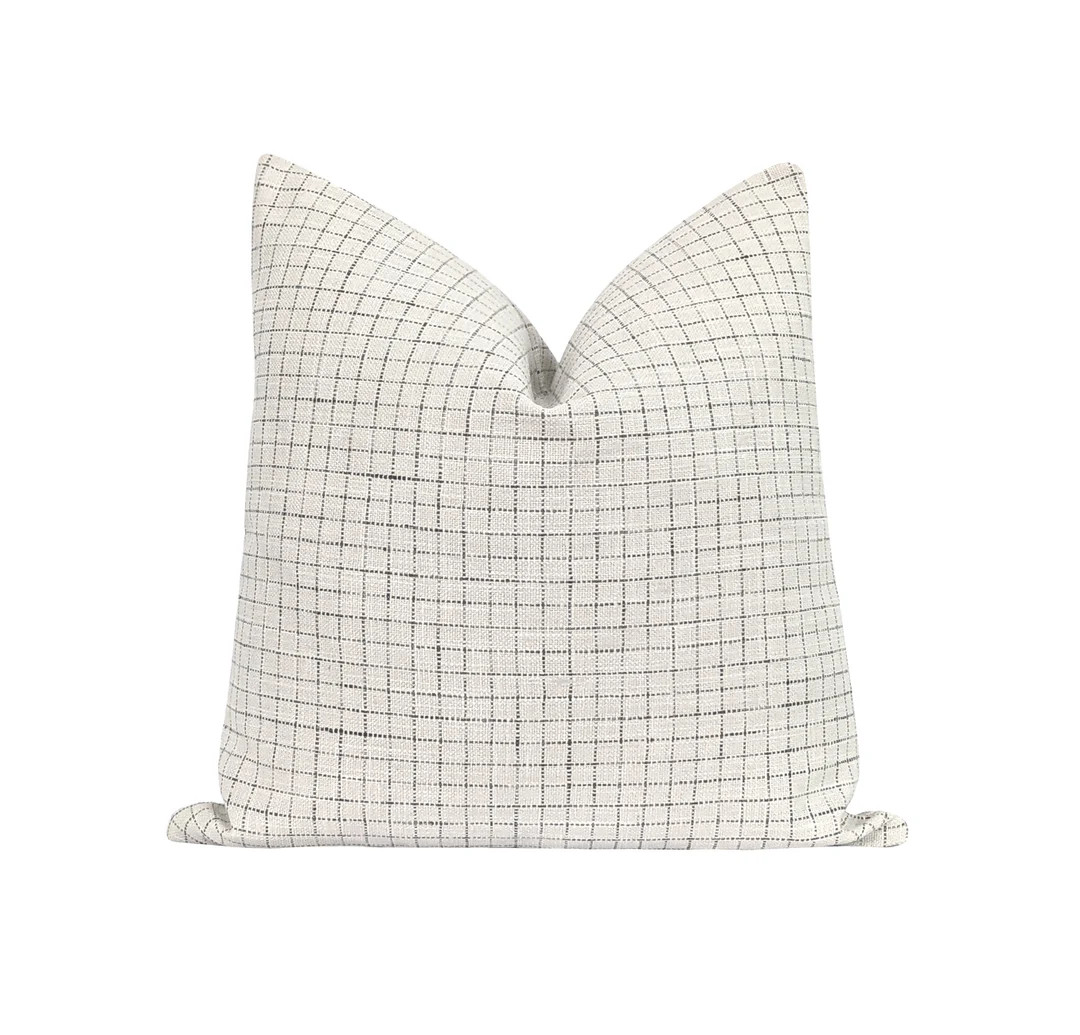 Small Check Pillow Cover Cool Gray Woven Pillow Cover Small - Etsy | Etsy (US)