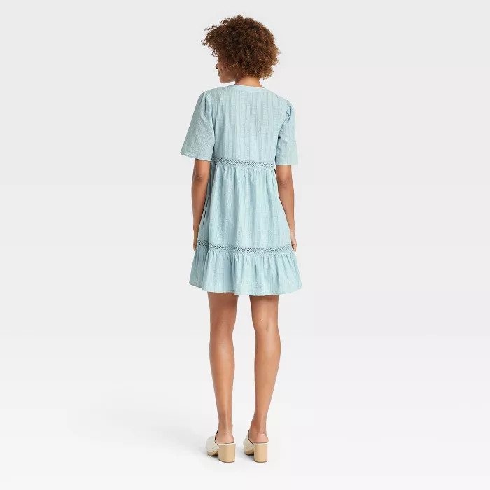 Women's Short Sleeve Lattice Detail Dress - Knox Rose™ | Target