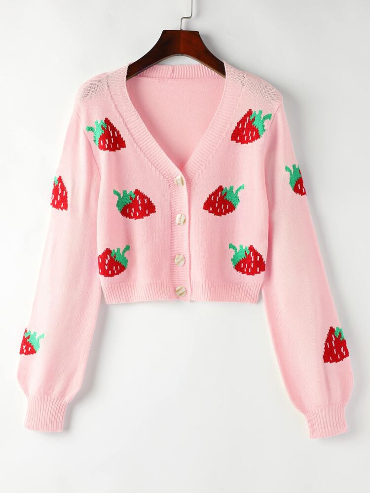 Strawberry Pattern Cardigan | SHEIN