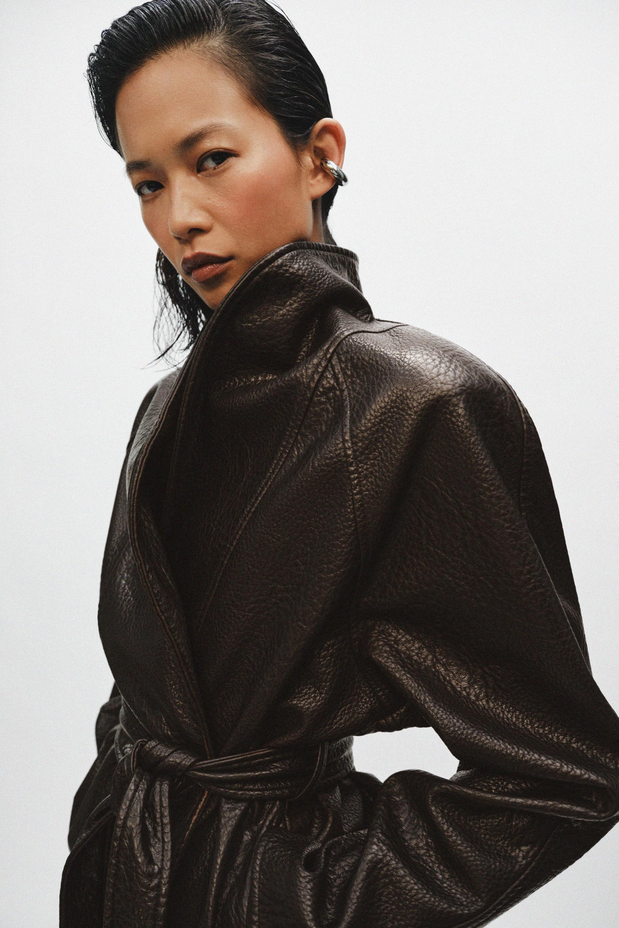 ZW COLLECTION FAUX LEATHER BELTED JACKET | Zara US
