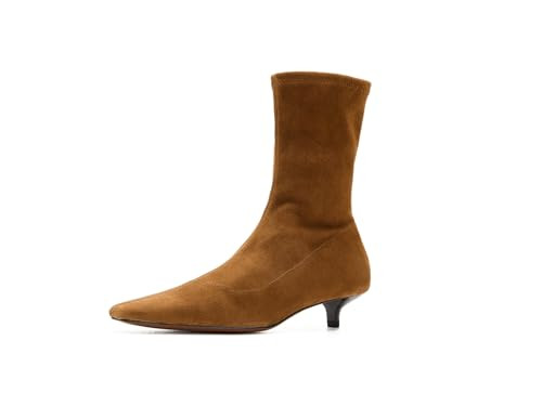 Madewell Womens Ciel Kitten Heel Glove Bootie - Suede Warm Chestnut 7 Medium | Amazon (US)