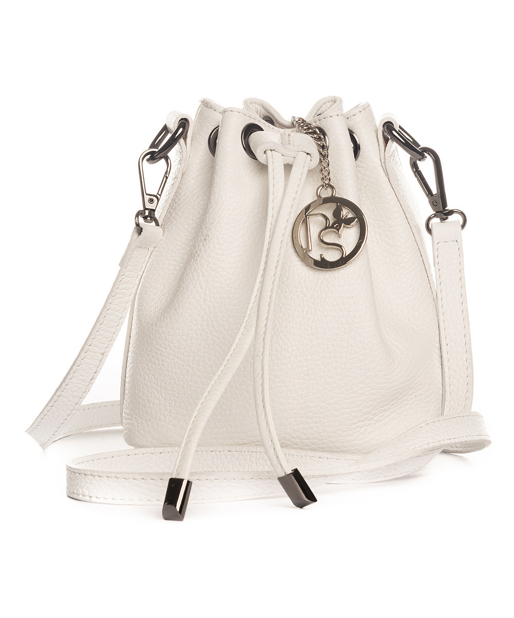 Pia Sassi Women's Handbags WHITE - White Monte Miletto Leather Bucket Bag | Zulily