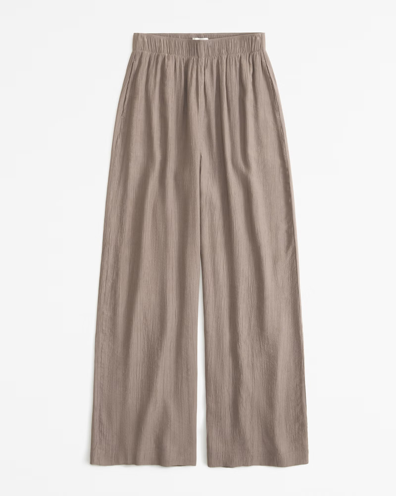 Abercrombie & Fitch Women's Crinkle Textured Pull-On Pant in Brown - Size XXXL | Abercrombie & Fitch (US)