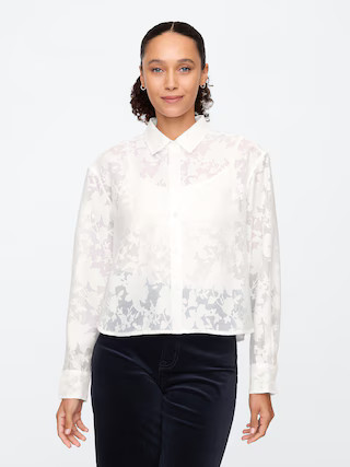 Oversized Cropped Burnout Top | Gap Factory