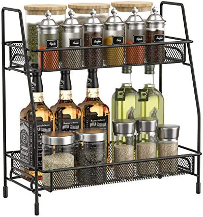 Spice Seasoning Rack Organizer for Countertop Kitchen, 2-Tier Spice Shelf Holder Standing Counter... | Amazon (US)