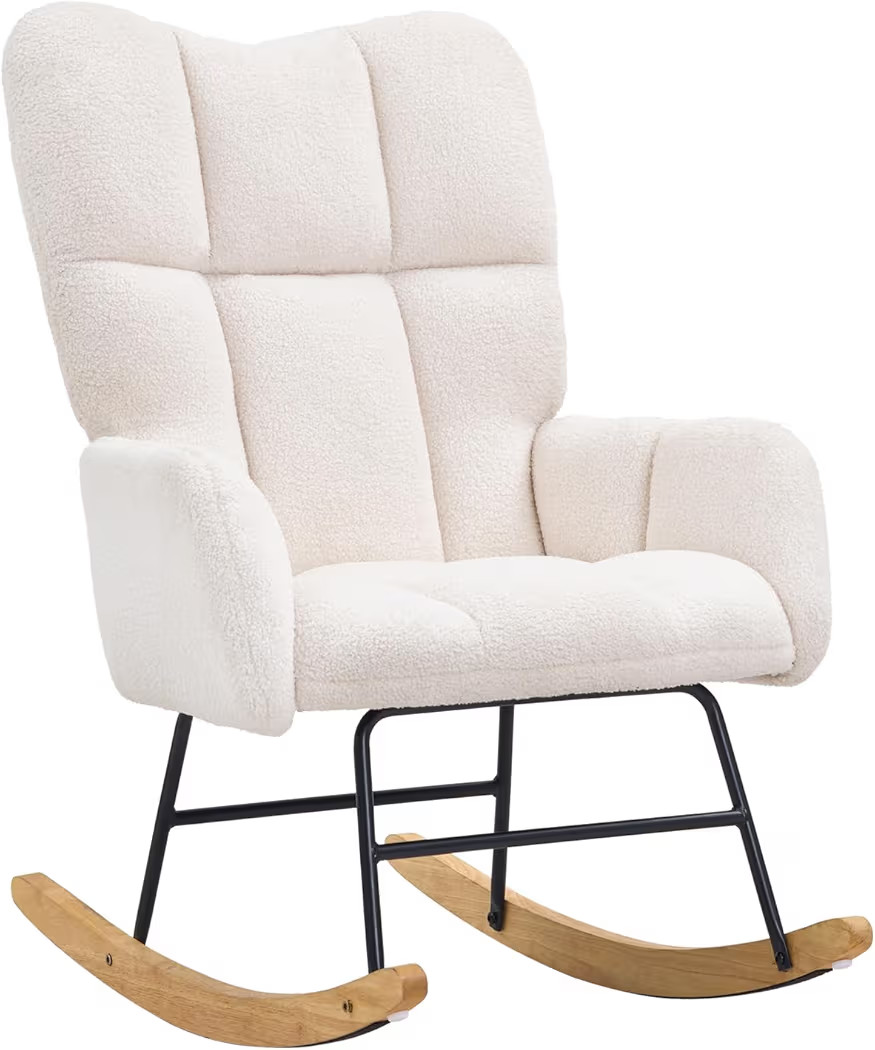 VEVOR Nursery Rocking Chair, Features a Comfortable Soft Seat and Supportive High Backrest, Teddy... | Amazon (US)