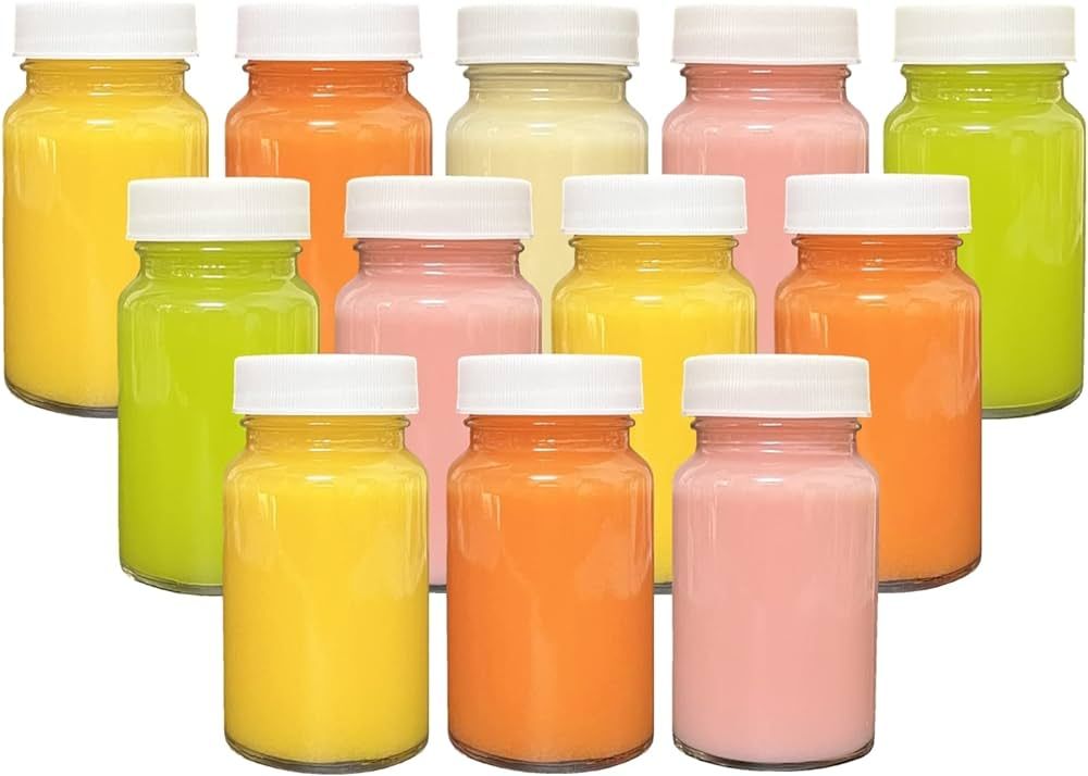 12 Pack Juice Bottles, 2oz Glass Bottles with Lids, Shot Bottles with Caps Ginger Shots Bottles, ... | Amazon (US)