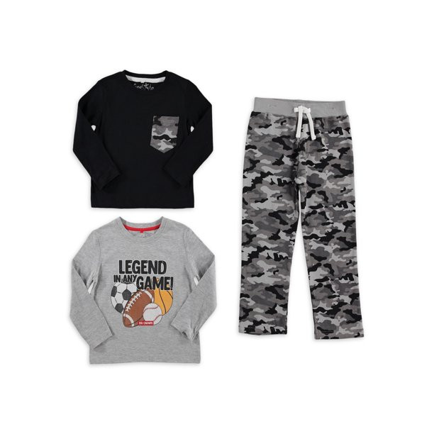 Freestyle Boys Awesome Long Sleeve T-Shirt, Solid Long Sleeve T-Shirt & Track Pants, 3-Piece Outf... | Walmart (US)
