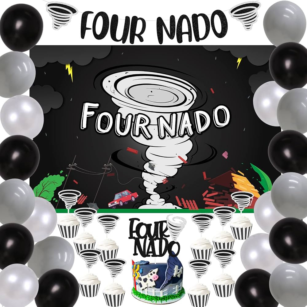 Sursurprise Tornado Birthday Party Decorations, Fournado 4th Fourth Birthday Party Supplies, FOUR... | Amazon (US)