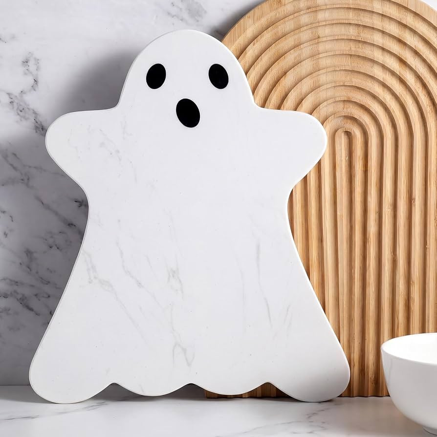 Reallnaive White Ghost Marble Cheese Board Halloween Charcuterie Serving Tray Marble Cutting Boar... | Amazon (US)