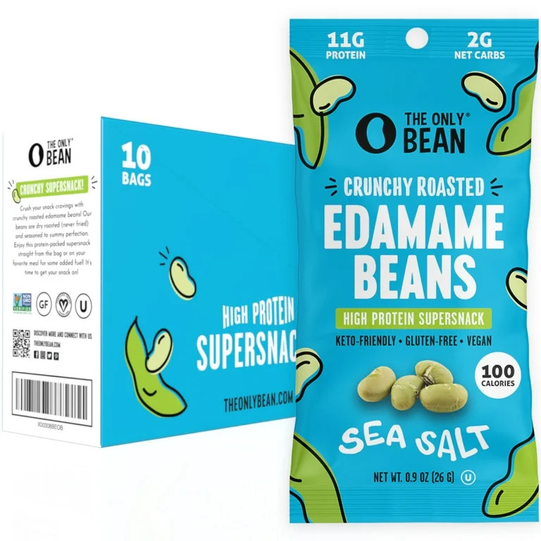 Crunchy Roasted Edamame Beans (Sea Salt) - 100 Calorie Packs, Keto Snacks (2g Net) - High Protein... | Walmart (US)