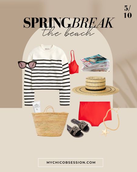 Planning your spring break outfits? I’ve got some resort wear outfit ideas for you! This nautical and French inspired look is perfect for the beach. With a striped sweater and red swimsuit, you’ll be relaxing on the beach in style!

#LTKtravel #LTKswim