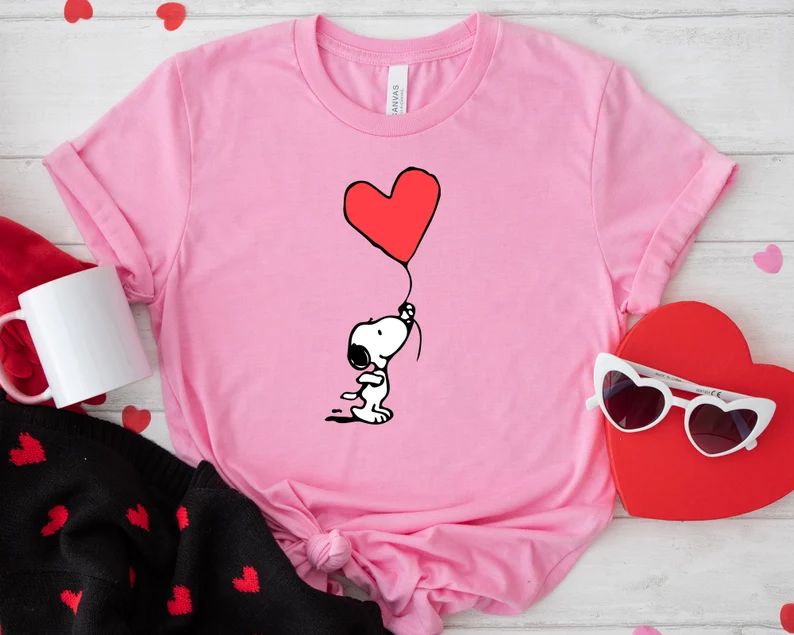 Snoopy Heart Valentine's Day Balloon T-Shirt • Snoopy Love Shirt • Snoopy Sweatshirt • Love... | Etsy (US)