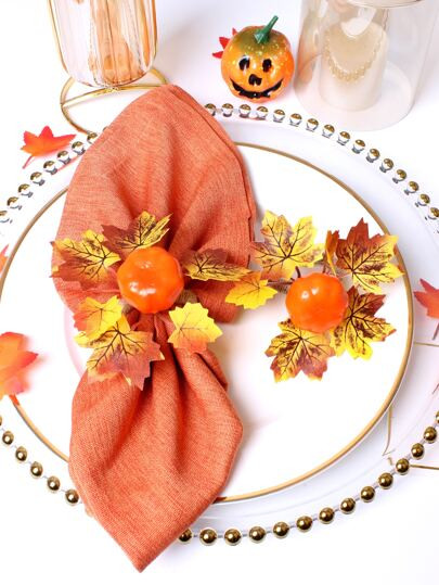 New
     
      2pcs Pumpkin Decor Napkin Ring | SHEIN
