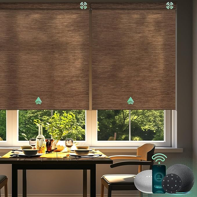 Yoolax Motorized Blinds with Remote, Light Filtering Smart Shades Work with Alexa Google Home, Au... | Amazon (US)