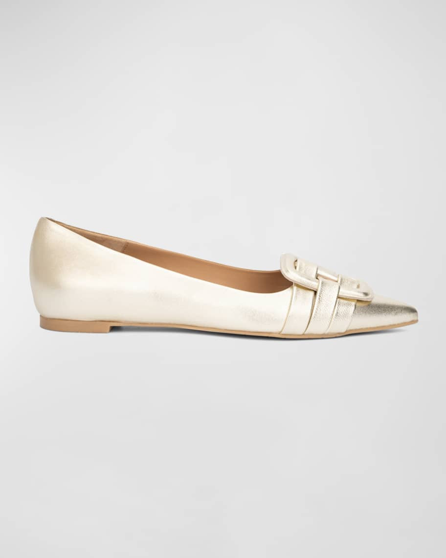 Jelena Metallic Buckle Ballerina Flats | Neiman Marcus