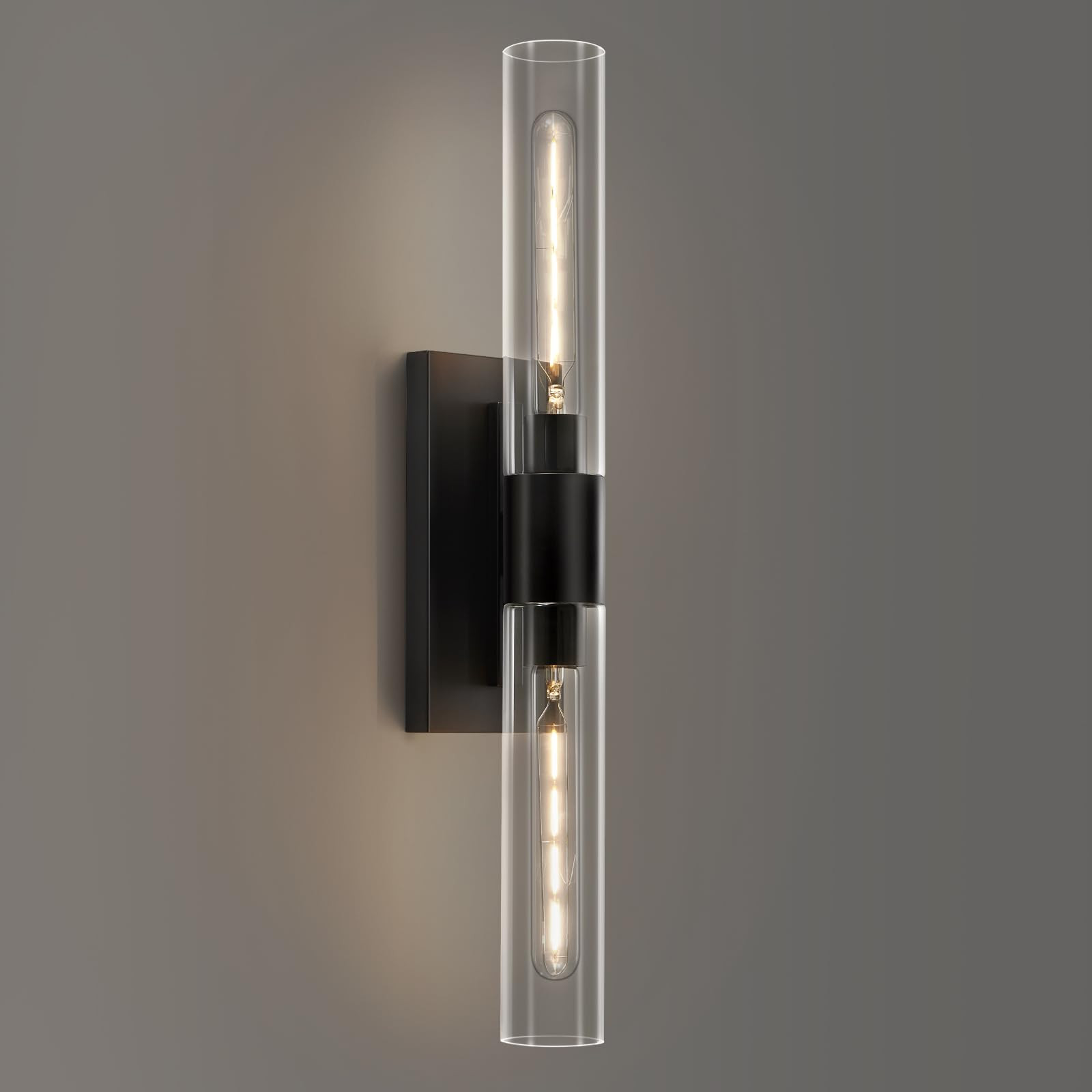 24.8" L Wall Sconces 2-Lights Black Wall Lights Fixtures Morden Cylinder Wall Light for Bathroom ... | Amazon (US)