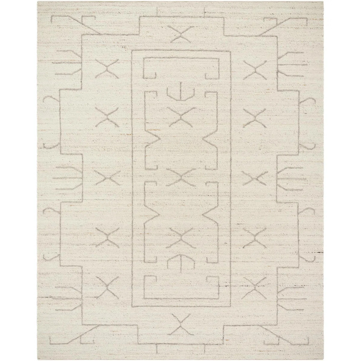 Rectangle Geometric Hand Woven Flatweave Wool Area Rug in Pearl | Wayfair North America
