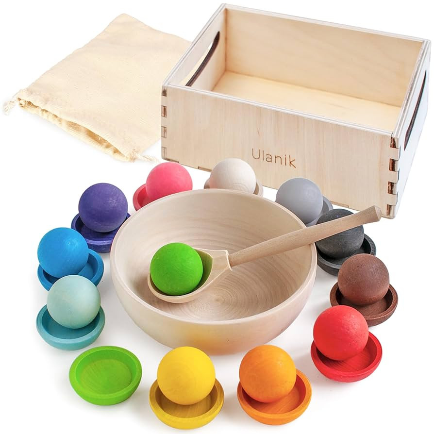 Ulanik Balls on Plates Toddler Montessori Toys for 1+ Year Old Kids Wooden Matching Game for Lear... | Amazon (US)