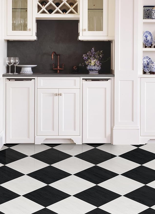 FloorPops 12-in by 12-in Lawrence Black Peel and Stick Floor Tiles, FP5059 | Amazon (US)