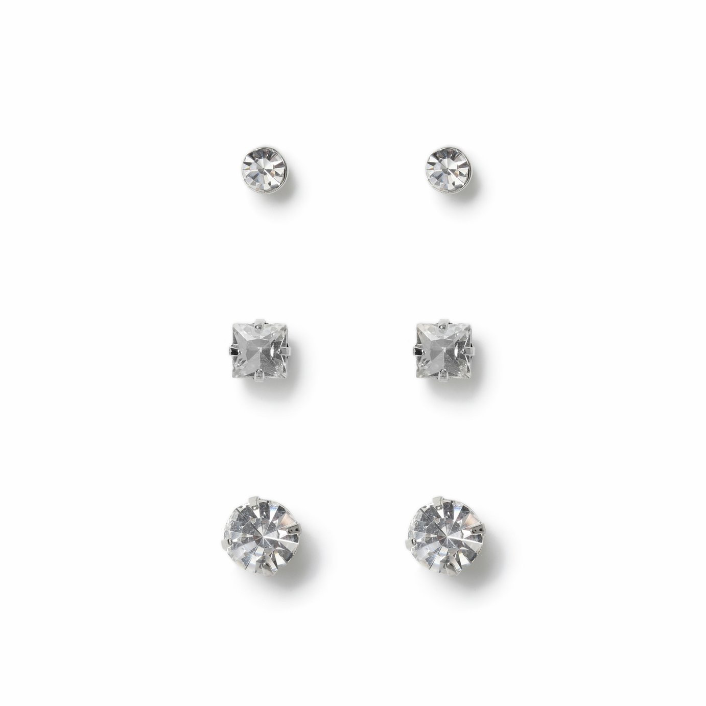Uncommon Souls Men's Crystal Pack Of 3 Stud Earrings | argos.co.uk