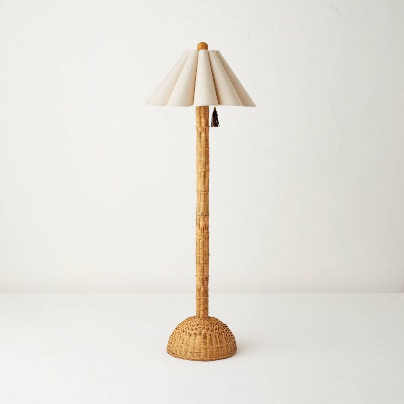 Rattan Floor Lamp with Scallop Shade Beige (Includes LED Light Bulb) - Opalhouse™ designed with... | Target