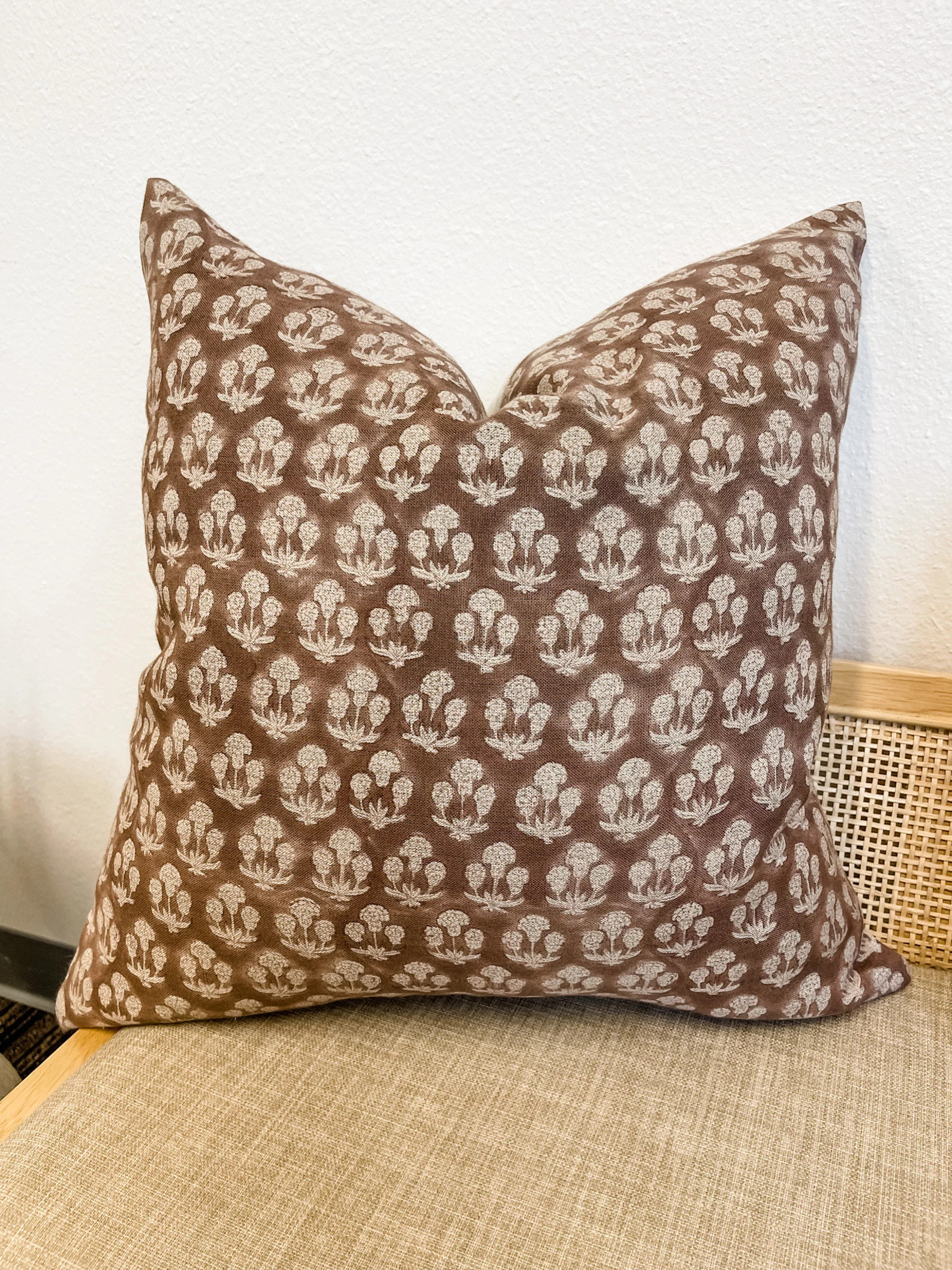 Designer Terracotta Rust on Natural Linen Pillow Cover, Rust Brown Pillow Cover, Boho Pillow, Far... | Etsy (US)