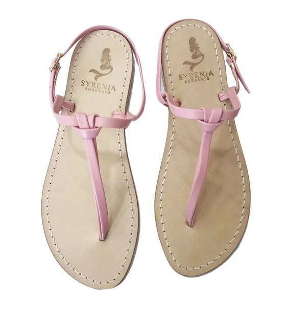 Pink Capri Leather Sandals  Flat Sandals  Handmade in Italy | Etsy | Etsy (US)