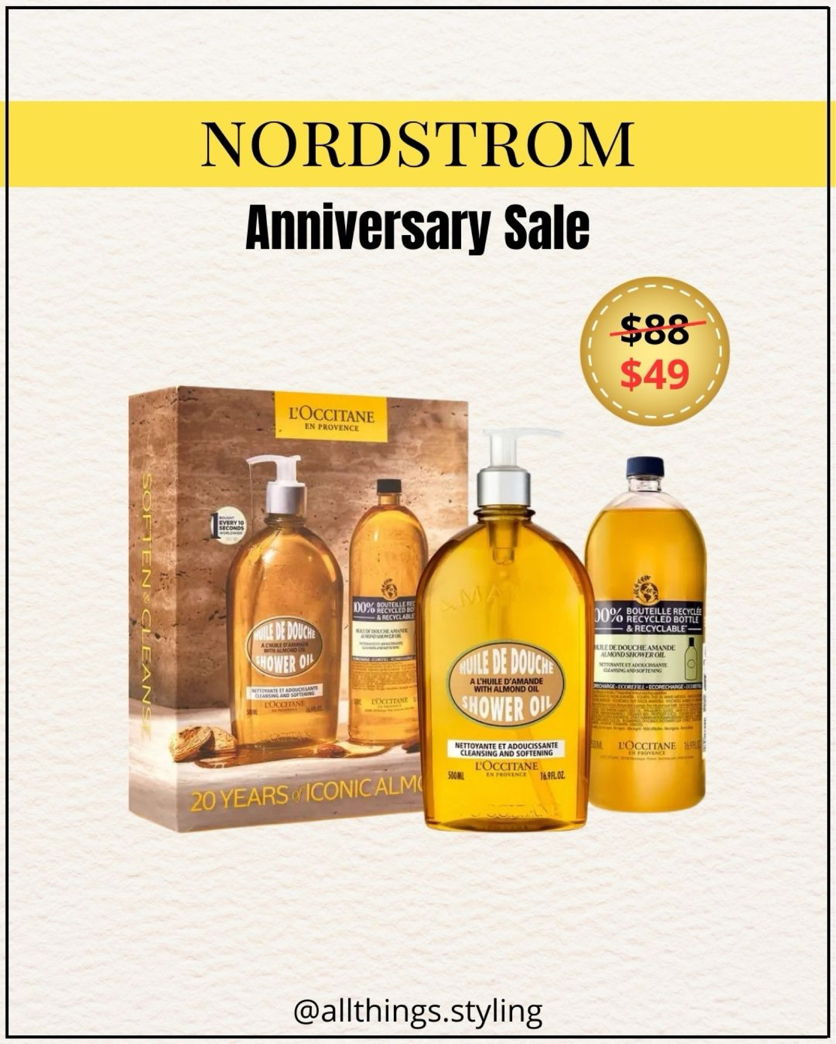 My favorite L’OCCITANE Almond Shower Oil Set is ON SALE during NORDSTROM Anniversary Sale ✨

Nordstrom Sale, Nordstrom L’Occitane, Nordstrom Bath and Body favorites, Necessaire body wash, Donna Karan Cashmere deodorant #LTKSummerSales

#LTKOver40 #LTKxNSale #LTKBeauty