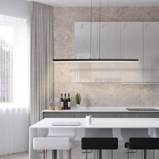 Modern 1-Light Black Aluminum Integrated LED Linear Pendant Hanging Light | The Home Depot