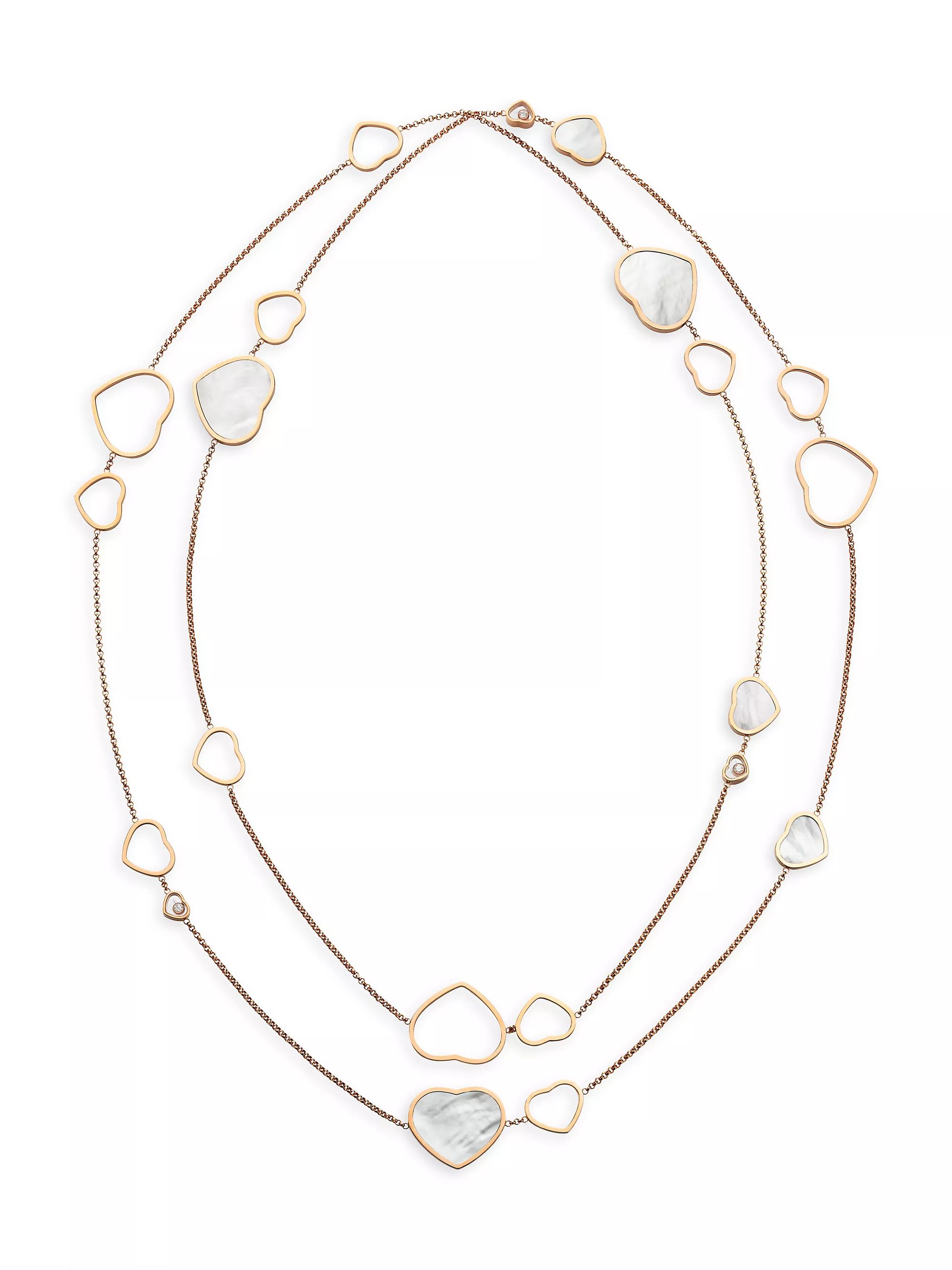 NecklacesChains & StrandsChopardHappy Hearts 18K Rose Gold, Diamond & Mother-Of-Pearl 2-Strand St... | Saks Fifth Avenue