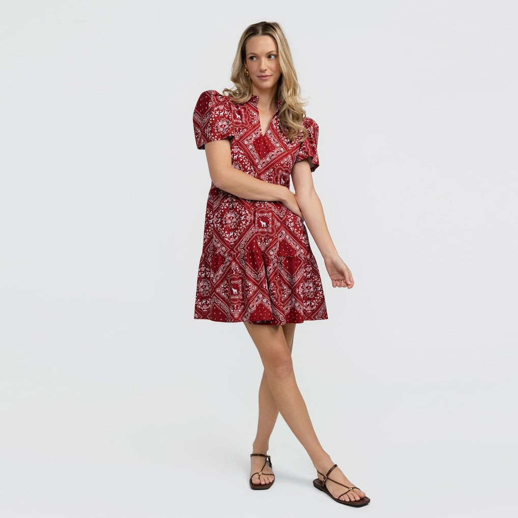 Alabama Crimson Tide Smith & Quinn Women's Bandana Print Tiered Dress - Crimson | Fanatics