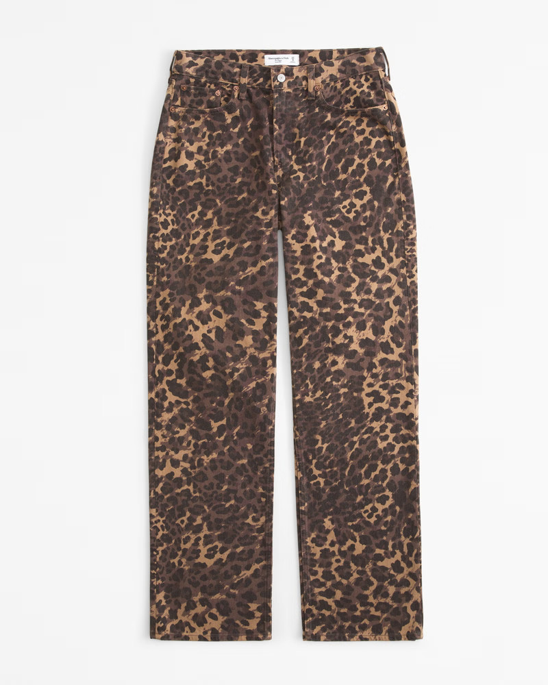 Abercrombie & Fitch Women's Curve Love Low Rise Baggy Jean in Leopard - Size 32 SHORT | Abercrombie & Fitch (US)