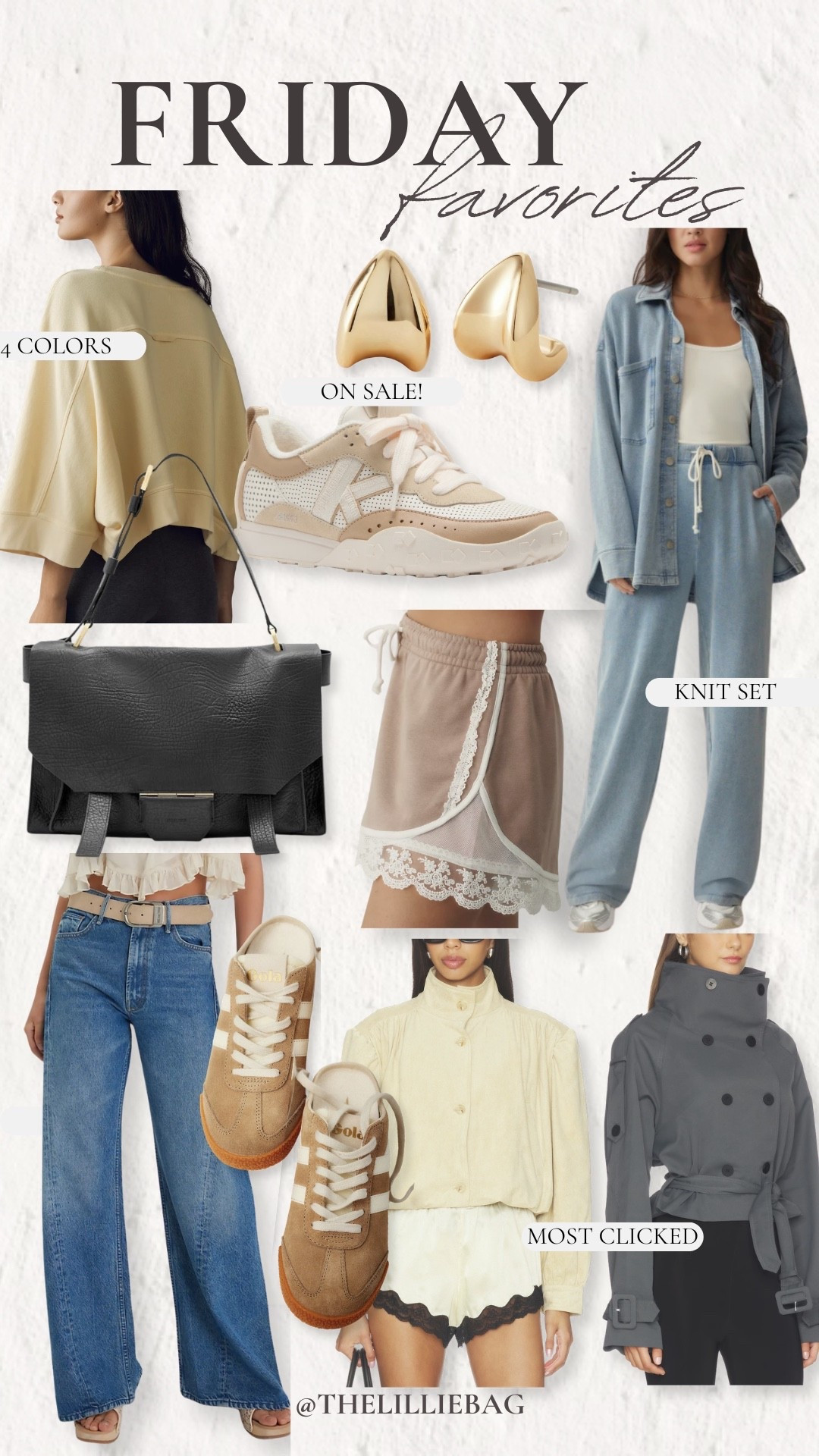 Happy Friday! 🤍 Sharing a few of this week’s favorite finds! The knit set is SO good, these jeans are one of my most-worn pairs, and that little cream jacket continues to be one of the most-clicked pieces. Also loving the neutral sneakers, everyday earrings, and this gorgeous black bag. So many good staples this week!

fall fashion, neutral outfits, knit set, wide leg jeans, cream jacket, neutral sneakers, everyday gold earrings, designer style bag, casual chic, weekend outfit, elevated basics, fall wardrobe

#LTKootd #LTKSeasonal #LTKSaleAlert