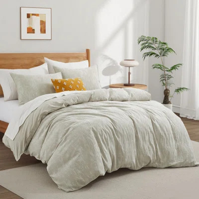 Breathable Linen-Blend Duvet Cover Set, Machine Washable Cotton Linen Blend Fabric | Wayfair North America
