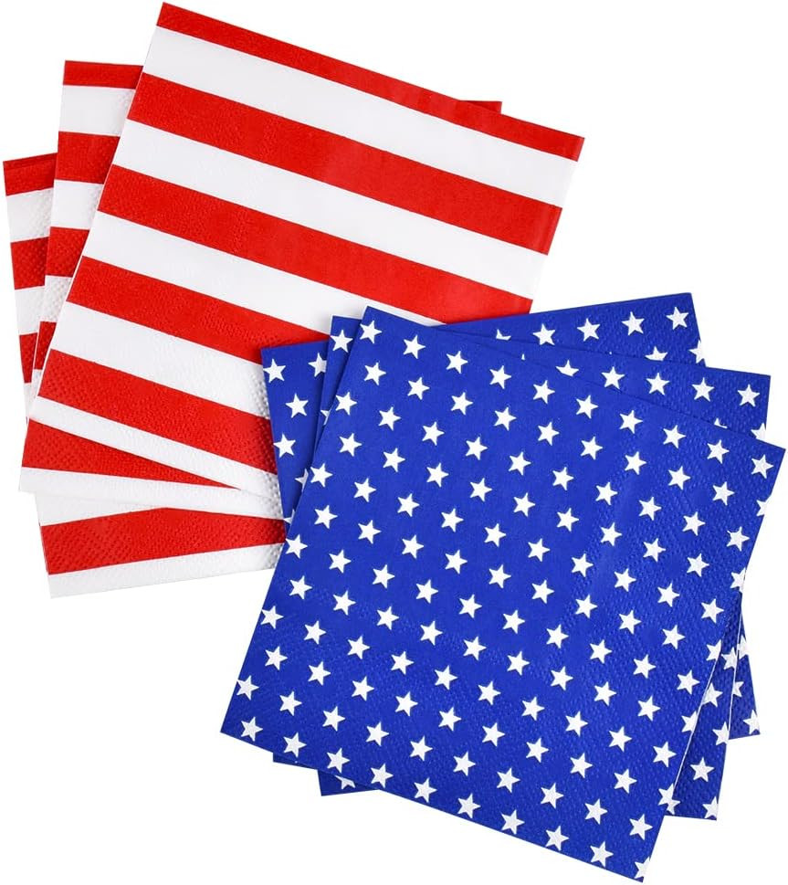 American Flag Patriotic Party Supplies Disposable Paper Napkins Cocktail Napkins for Veterans Day... | Amazon (US)