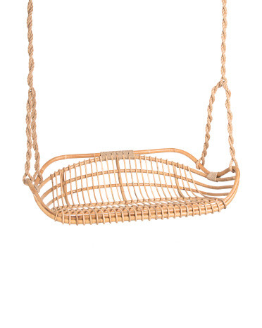 Retro 1950s Design San Blas Rattan Hanging Bench | TJ Maxx