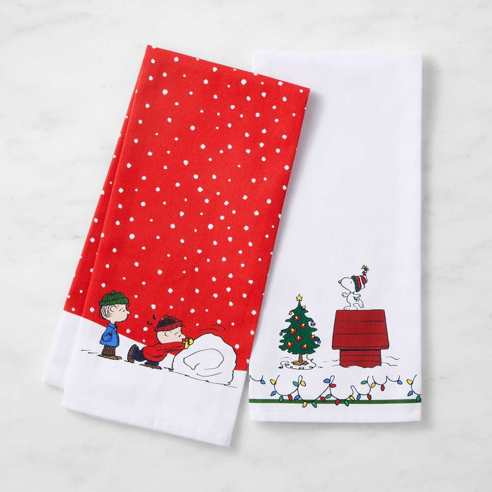 PEANUTS™ x Williams Sonoma Charlie Brown Christmas Tea Towels, Set of 2 | Williams-Sonoma