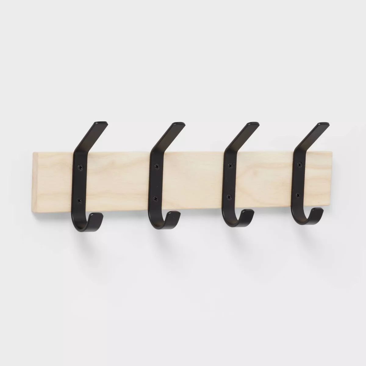 Mixed Material 4 Hooks Rail Matte Black on Light Wood - Brightroom™ | Target