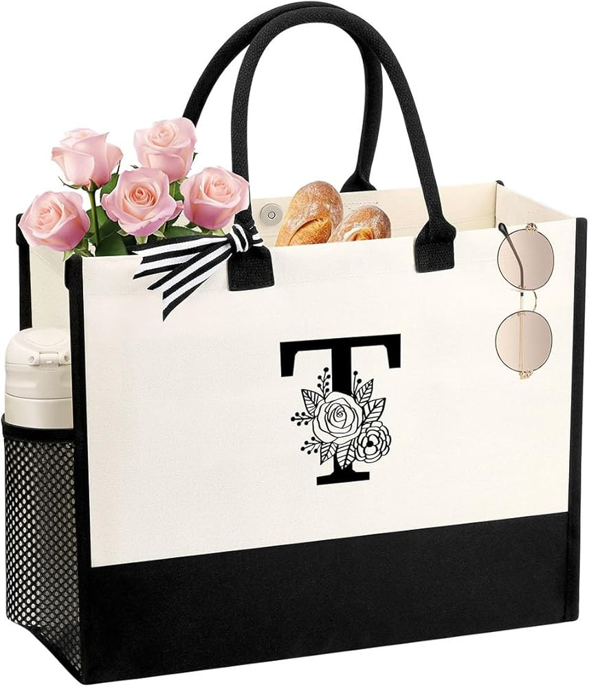 Personalized Name Tote Bag for Women, Birthday Best Friend Bridesmaid Gifts for Women Canvas Init... | Amazon (US)