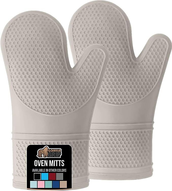Gorilla Grip Heat and Slip Resistant Silicone Oven Mitts Set, Soft Cotton Lining, Waterproof, BPA... | Amazon (US)