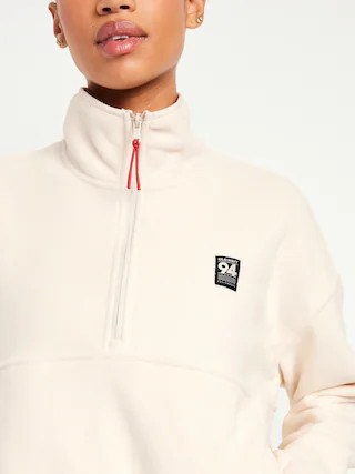 Oversized Performance Microfleece Cropped Half Zip | Old Navy (US)