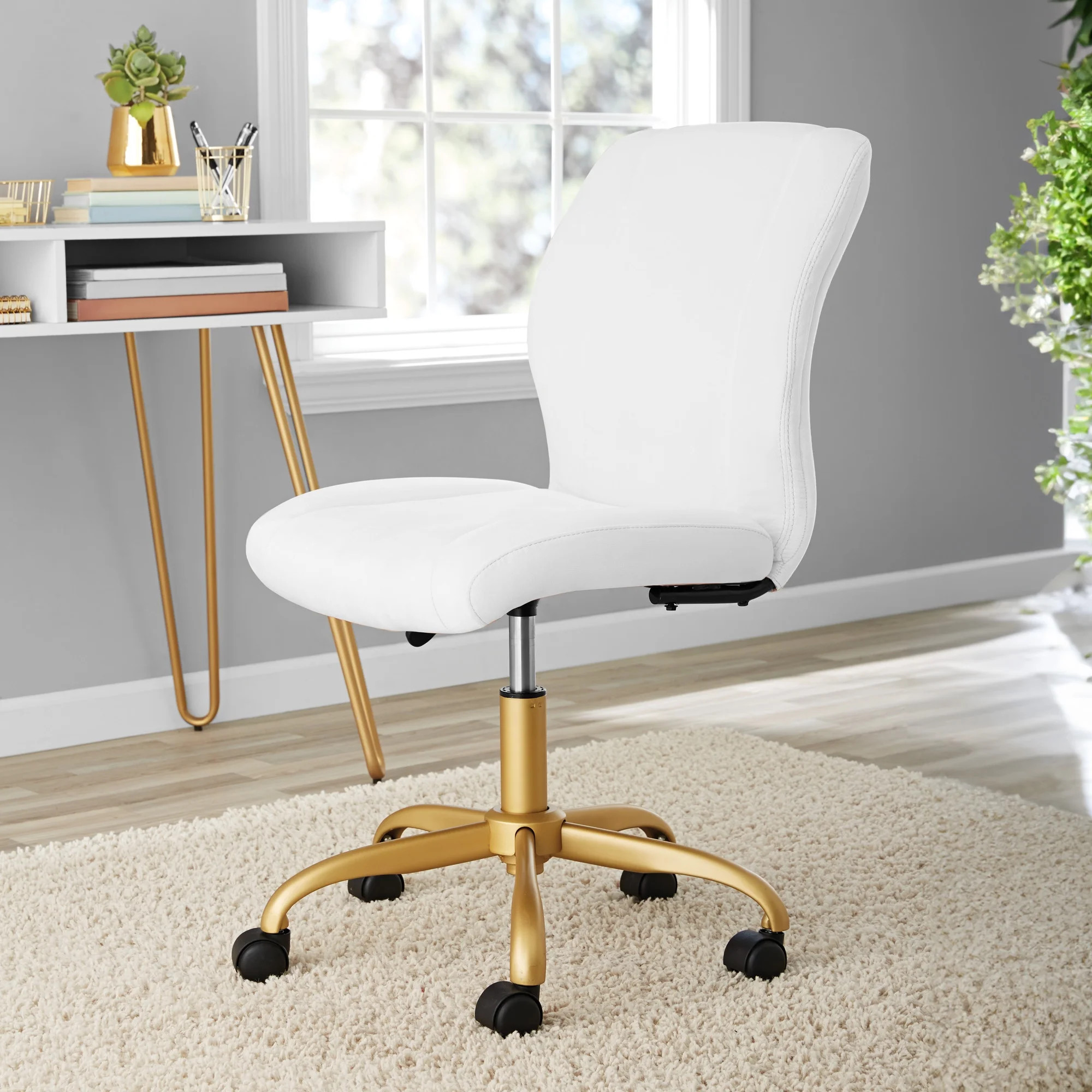 Mainstays Plush Velvet Office Chair, White | Walmart (US)