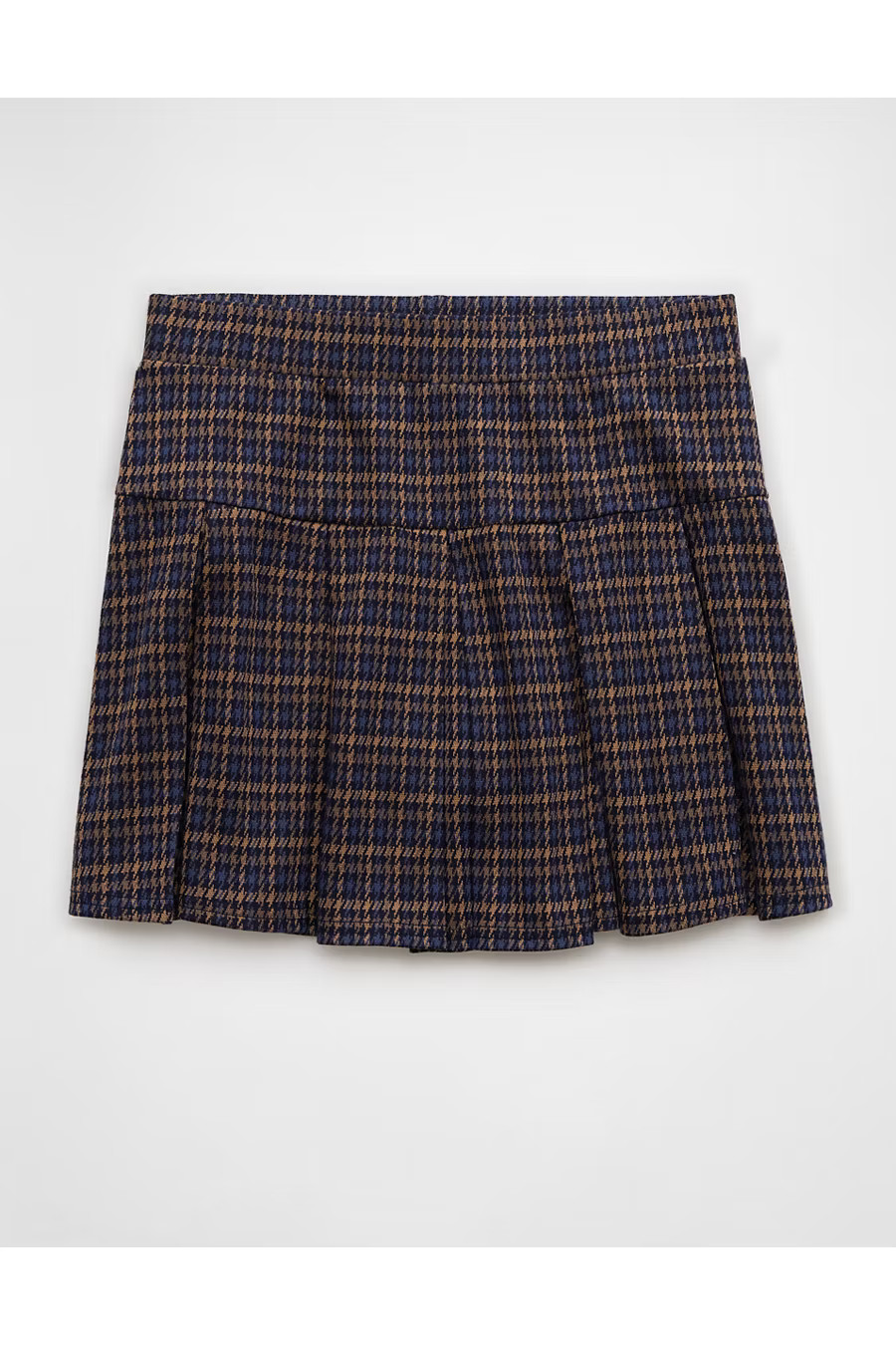 AE Pleated It Knit Plaid Skort Women's Navy M | American Eagle Outfitters (US & CA)