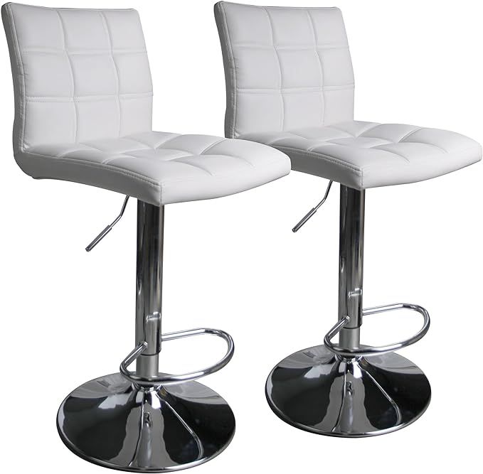 Modern Square PU Leather Adjustable Bar Stools with Back,Set of 2,Counter Height Swivel Stool by ... | Amazon (US)