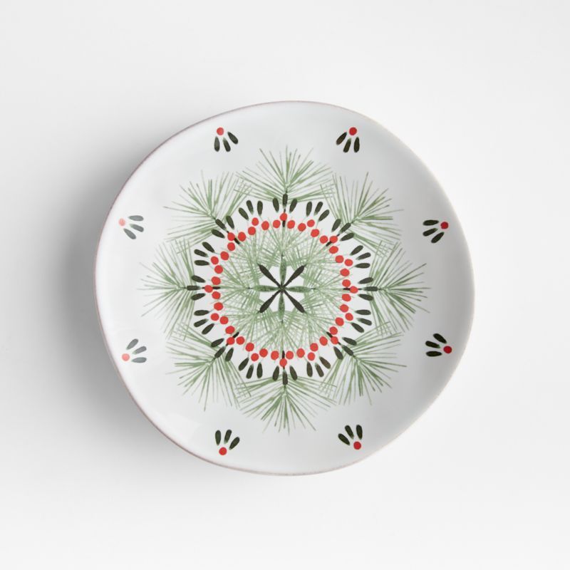 Marin Pine-Printed Christmas Salad Plate + Reviews | Crate and Barrel | Crate & Barrel